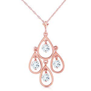 14K. SOLID GOLD NECKLACE WITH NATURAL AQUAMARINES
